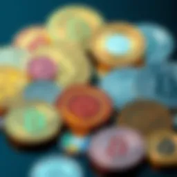 Diverse altcoin symbols representing various cryptocurrencies