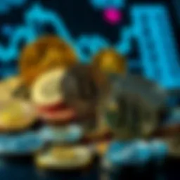 A digital representation of various cryptocurrencies