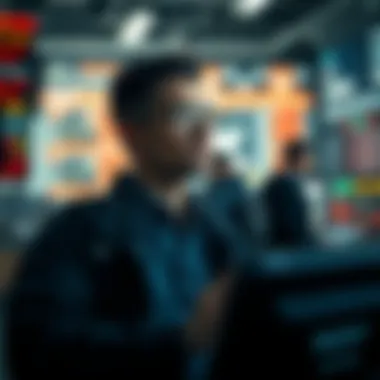 Navigating Market Shifts with Strategic Insight A trader contemplating on the bright possibilities of market shifts