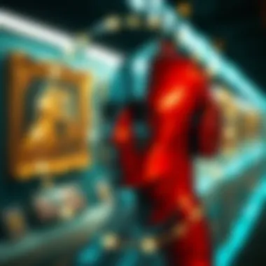 A futuristic depiction of blockchain technology influencing the art market
