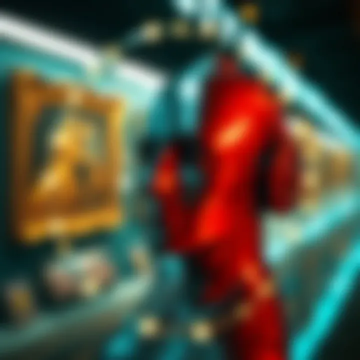 A futuristic depiction of blockchain technology influencing the art market