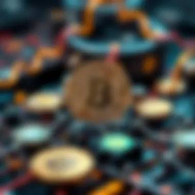 Blockchain Mechanics in Digital Currency Illustration of blockchain technology in trading