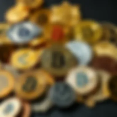 Illustration of diverse coins representing various cryptocurrencies