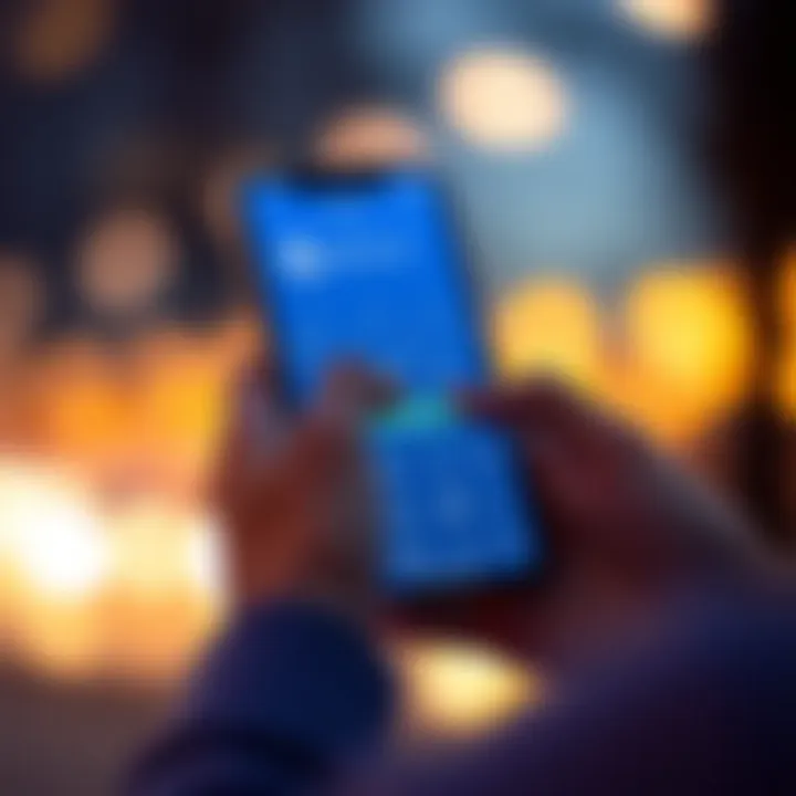 User Interaction with Electrum App User engaging with the Electrum app on a smartphone