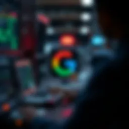 Visual representation of Google and cryptocurrency blockchain interaction