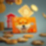 Conceptual representation of the Shiba Inu credit card alongside traditional banking symbols