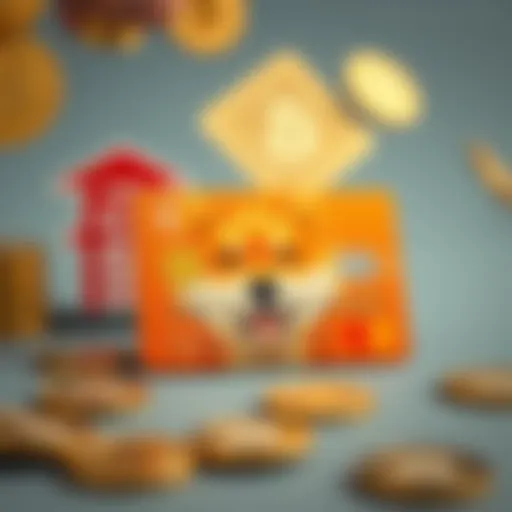 Conceptual representation of the Shiba Inu credit card alongside traditional banking symbols