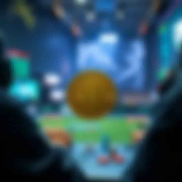 Cryptocurrency in Gameplay An illustration of cryptocurrency coins integrated into gameplay