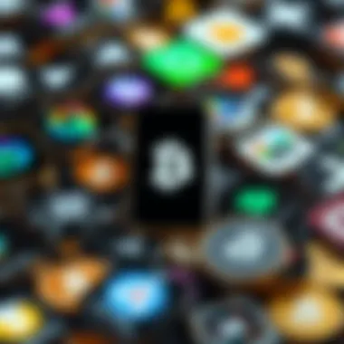 A collection of cryptocurrency app icons