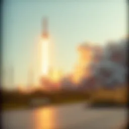 A futuristic rocket launch representing SpaceX advancements