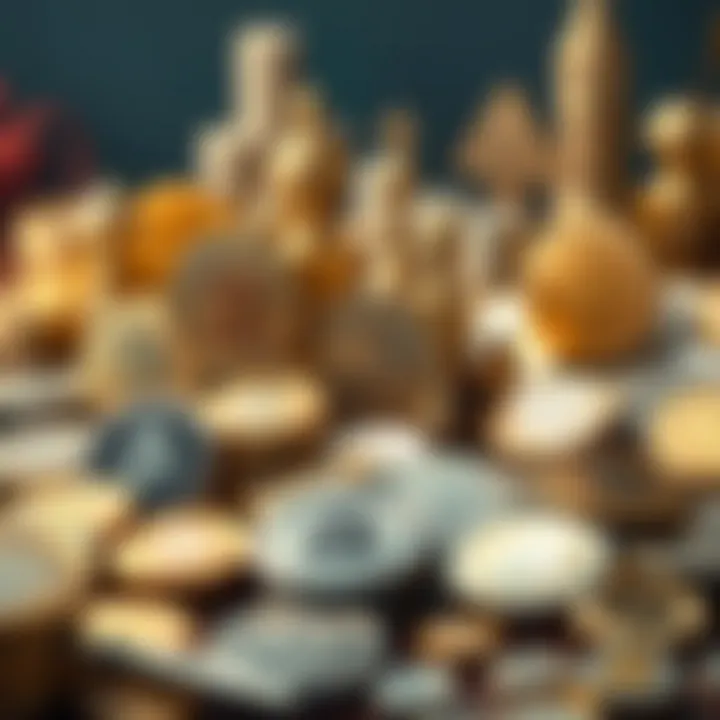 Diverse Cryptocurrency Landscape Visual symbols of various cryptocurrencies