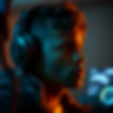 Engagement in the Audio Experience An individual engaging with audio content through headphones, immersed in sound.