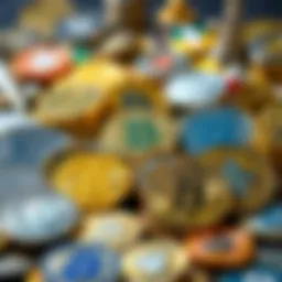 Cryptocurrency icons representing various digital assets