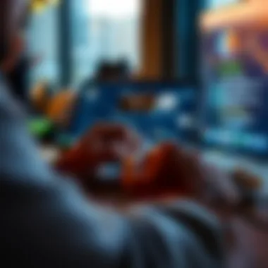 Close-up of hands engaging in online forum discussions