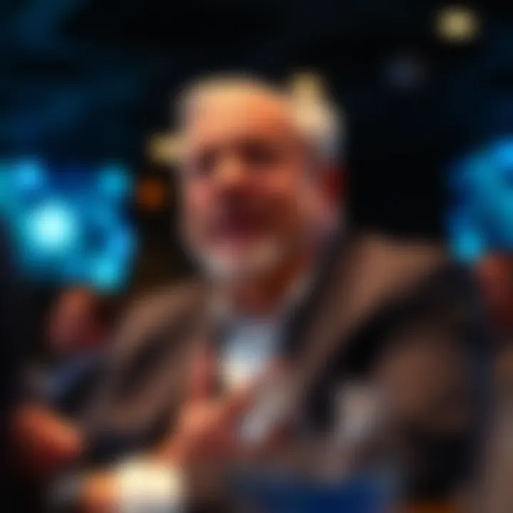 Insights from the Stage: Novogratz at a Cryptocurrency Conference Michael Novogratz speaking at a cryptocurrency conference
