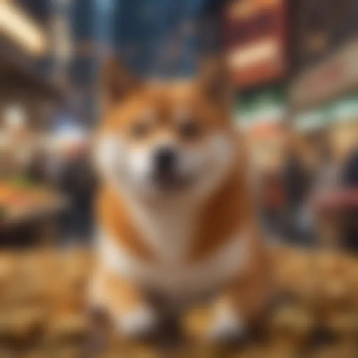 An infographic illustrating the market performance of Shiba cryptocurrency over time