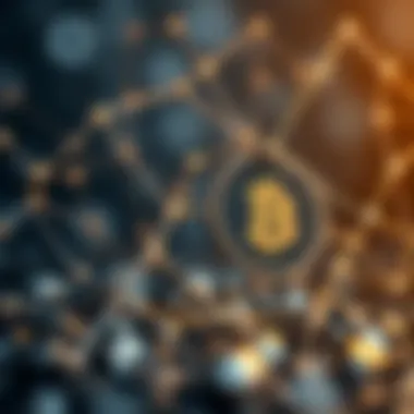 Union of Blockchain and Banking: A New Era An abstract representation of blockchain technology intertwining with traditional banking symbols