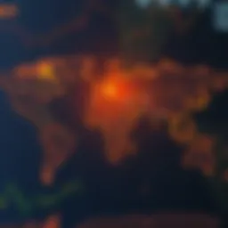 A global map highlighting cryptocurrency trading zones