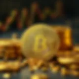 Conceptual illustration of golden price in cryptocurrency