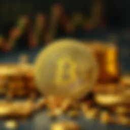 Conceptual illustration of golden price in cryptocurrency