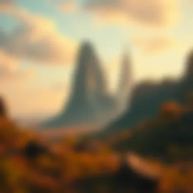 A futuristic landscape visualizing the potential future of NFT art