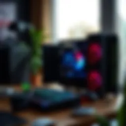 Crypto miner setup in a modern workspace